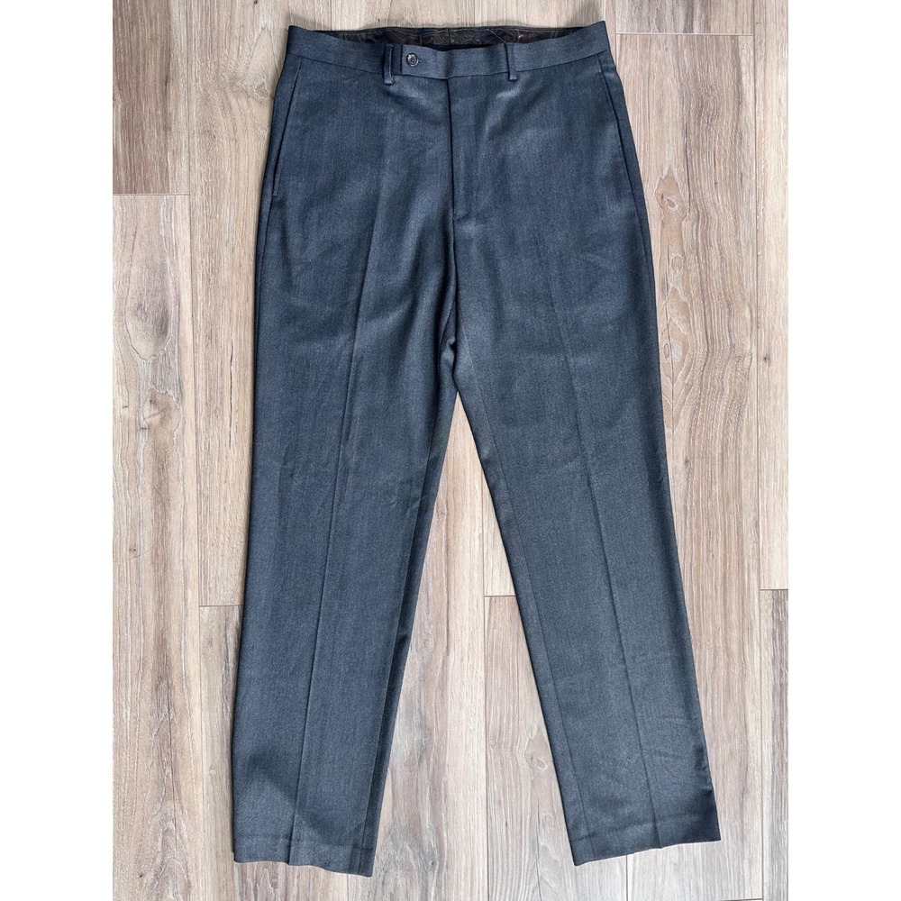 Lauren Ralph Lauren‎ Mens Dress Pants Charcoal Gray Flat Front 34W x 34L Stretch